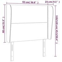 Hoofdbord met randen 93x23x118/128 cm fluweel roze - thumbnail