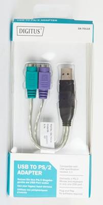 Digitus USB / PS/2 Toetsenbord/muis Adapterkabel [1x USB-A 2.0 stekker - 2x PS/2-bus] 10.00 cm 10.00 cm Transparant