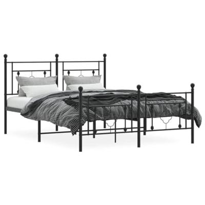 Bedframe met hoofd- en voeteneinde metaal zwart 135x190 cm