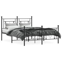 Bedframe met hoofd- en voeteneinde metaal zwart 135x190 cm - thumbnail