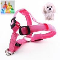 Dubbelzijdig LED licht huisdier harnas nylon kat hond borstriem Leash maat: S (roze) - thumbnail