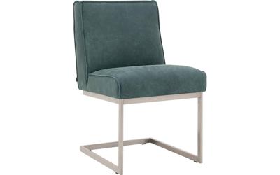 Goossens Excellent Eetkamerstoel Tom groen leer leuning, urban industrieel