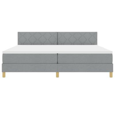 Boxspringbed met Matras Lichtgrijs 200x200 cm Stof