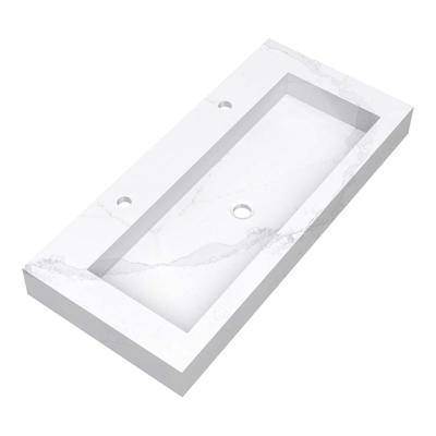 Brauer Coral Wastafel - 100 cm - met 1 Spoelbak en 2 Kraangaten - Marmerlook Calacatta Gold