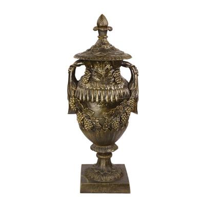 Gietijzeren sierurn op voet, brons-look