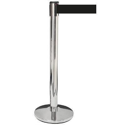 Toegangspaal chroom met zwarte riem