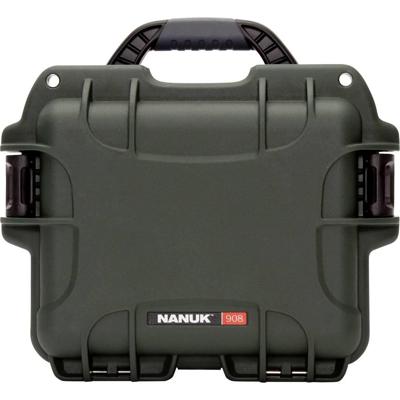 Nanuk 908 Waterdichte Olijf Beschermkoffer (Interne Afmetingen: 241 mm x 190 mm x 190 mm) met Aanpasbaar Schuim