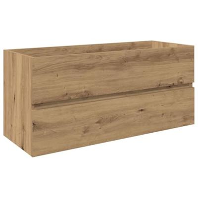 Wastafelkast met ingebouwde wasbak en kraan artisanaal eiken