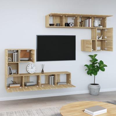 Tv-wandmeubel bewerkt hout sonoma eikenkleurig
