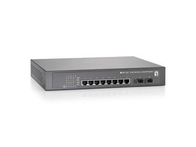 LevelOne GEP-1021 - Switch - 8 x 10/100/1000 (PoE+) + 2 x Gigabit SFP - rack-uitvoering - PoE+ (250 W) LevelOne GEP-1021 - Switch - 8 x 10/100/1000 (PoE+) + 2 x Gigabit SFP - rack-uitvoering - PoE+ (250 W)