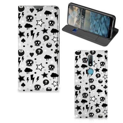 Mobiel BookCase Nokia 2.4 Silver Punk Mobiel BookCase Nokia 2.4 Silver Punk