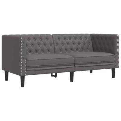 3-delige Loungeset Chesterfield-stijl kunstleer grijs