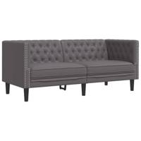 3-delige Loungeset Chesterfield-stijl kunstleer grijs - thumbnail