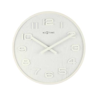 NeXtime klok 3096wi wood wood medium, ø35.5 cm,wall, white