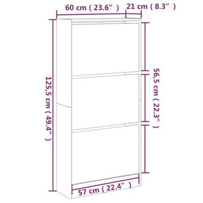 Schoenenkast 60x21x125,5 cm bewerkt hout zwart