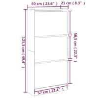 Schoenenkast 60x21x125,5 cm bewerkt hout zwart - thumbnail