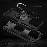 Lunso - Xiaomi 13 Pro - Armor backcover hoes met ringhouder - Zwart - thumbnail