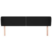 Hoofdbord met randen 183x23x78/88 cm stof zwart - thumbnail