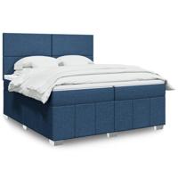 Boxspring met matras stof blauw 200x200 cm - thumbnail