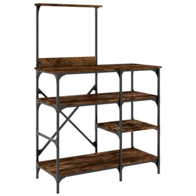 VidaXL Bakkersrek 90x40x132 cm bewerkt hout en metaal gerookt eiken VidaXL Bakkersrek 90x40x132 cm bewerkt hout en metaal gerookt eiken