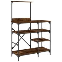 VidaXL Bakkersrek 90x40x132 cm bewerkt hout en metaal gerookt eiken - thumbnail
