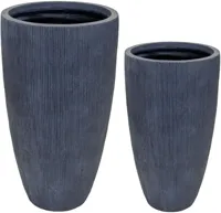 Mcollections Vaas Nora Egg Hoog - Ø44 x H77 - Clayfibre - Grafiet - thumbnail