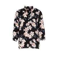 LOLALIZA gebloemde top zwart/lichtroze/blauw - thumbnail