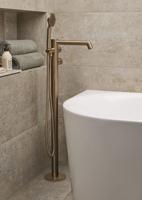 Ben Engraved Line thermostatische vrijstaande badkraan met gravering geborsteld koper - thumbnail