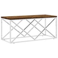 Salontafel roestvrij staal en massief hergebruikt hout - thumbnail