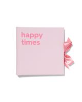 HEMA Fotoboek met strik 24x24.5 linnen roze - thumbnail