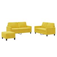 3-delige Loungeset met kussens fluweel geel - thumbnail