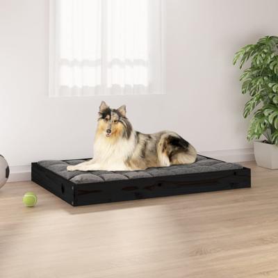 VidaXL Hondenmand 91,5x64x9 cm massief grenenhout zwart VidaXL Hondenmand 91,5x64x9 cm massief grenenhout zwart