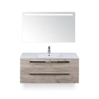 Seville Badmeubelset 120 cm - 2 laden Craft Oak - Wastafel Enjoy Enkel - met Sence Spiegel - thumbnail