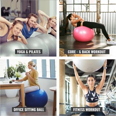 Fitnessbal Blauw 65 cm incl. pomp - thumbnail