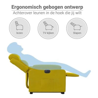 Sta-op-stoel elektrisch verstelbaar fluweel geel