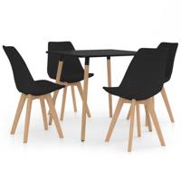 vidaXL 5-delige Eethoek zwart - thumbnail