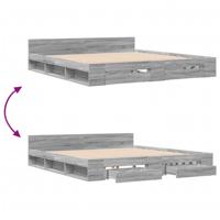 Bedframe met lades bewerkt hout grijs sonoma eiken 200x200 cm - thumbnail