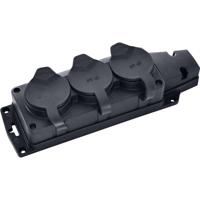 Stekkerdoos voor Buiten - Decon - 3 Stopcontacten - Spatwaterdicht IP44 - Wandmontage - Randaarde - Rubber - Zwart | Nederland - thumbnail