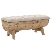 Opslagbank 103x51x44 cm massief hout en stof - thumbnail