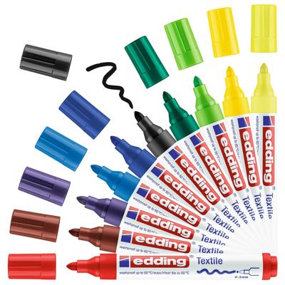 Edding textielstift 4500, set van 10 stuks in geassorteerde basiskleuren Edding textielstift 4500, set van 10 stuks in geassorteerde basiskleuren
