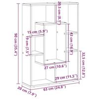 Boekenkast 63x20x90 cm bewerkt hout zwart - thumbnail