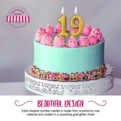 Nummerkaars &apos;9&apos; Glittergoud