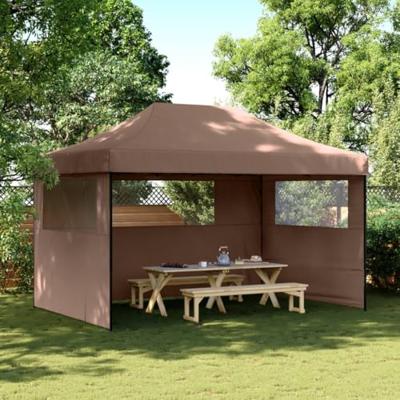 VidaXL Partytent inklapbaar pop-up met 3 zijwanden bruin VidaXL Partytent inklapbaar pop-up met 3 zijwanden bruin
