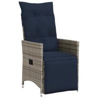 Tuinstoelen 2 st verstelbaar met kussens poly rattan grijs - thumbnail