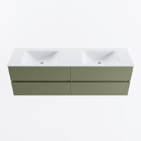 MONDIAZ VICA 160cm badmeubel onderkast Army 4 lades. Wastafel CLOUD dubbel zonder kraangat, kleur Talc. - thumbnail