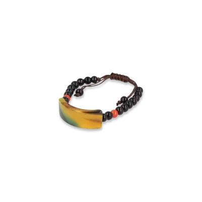 Edelsteen Armband Onyx met Platte Gele Agaat Edelsteen Armband Onyx met Platte Gele Agaat