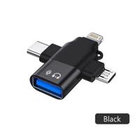 Elough- 3 In 1 - Usb3.0 - Data Reader / Transfer Micro/Type C/Bliksem Converter Voor Usb Disk Mouse - Smart Cardreader Voor Iphone Samsung Tablet Ipad - thumbnail