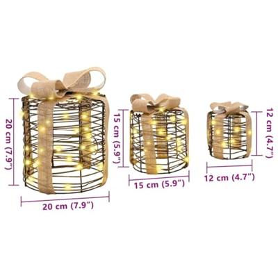 Cadeau Doos Decoratie 3 pcs Warmwit 12 cm 15 cm 20 cm Rattan