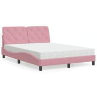 Bed met matras fluweel roze 140x200 cm - thumbnail