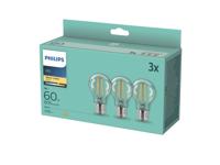Philips LED 77777700 LED-lamp Energielabel E (A - G) E27 Peer 7 W = 60 W Warmwit (Ø x h) 6 cm x 110 mm 3 stuk(s) - thumbnail